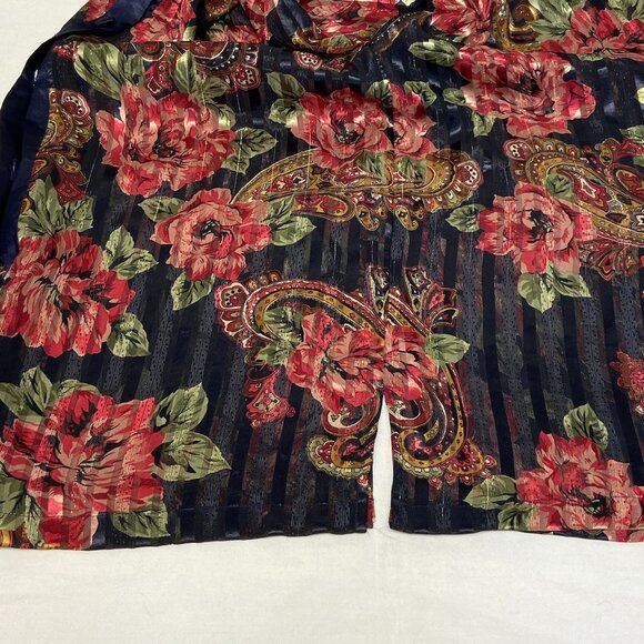 Victorias Secret Gold Label Vintage Sheer Floral Stripe Paisley Button Up Blouse - Picture 10 of 12